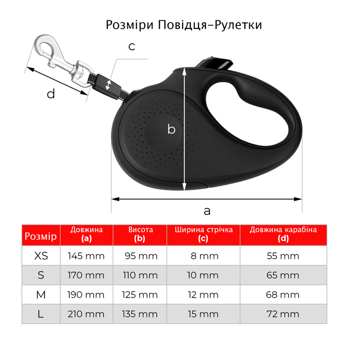 Повідець-рулетка для собак WAUDOG R-leash, малюнок Авокадо, S, до 15 кг, 5 м, світловідбиваюча стрічка чорний 8124-0048-01 Collar