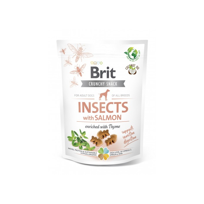 Ласощі для собак Brit Care DOG Crunchy Cracker Insects для чутливого травлення, комахи, лосось і чебрець, 200 г