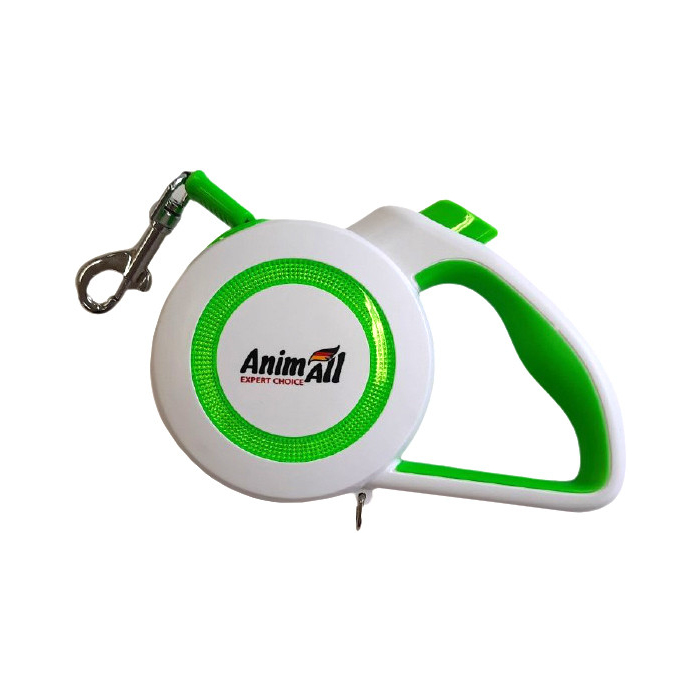 Анималл рулетка-поводок Рефлектор до 25кг/5метра М Салатовый-белый MS7110-5M (12/Х/Х) 143551