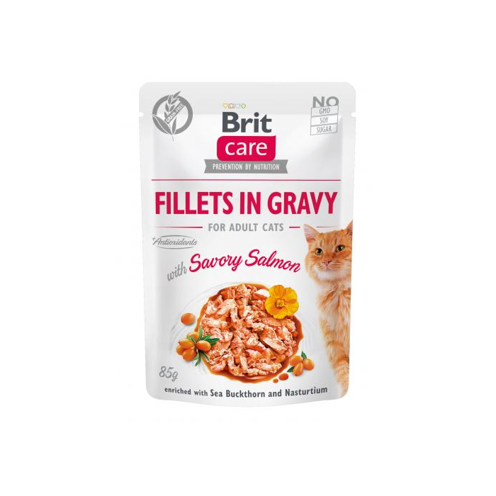 Brit Care Cat Pouch для котів, філе в соусі, пікантний лосось, пауч