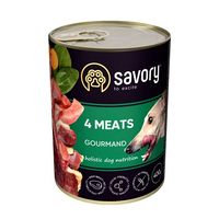 Savory DOG Can 4 Meats вологий корм для собак усіх порід 4 вида м’яса 800г