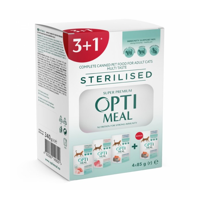 Optimeal CAT Pouch 3+1 Multi Taste Sterilised для стерилізованих котів