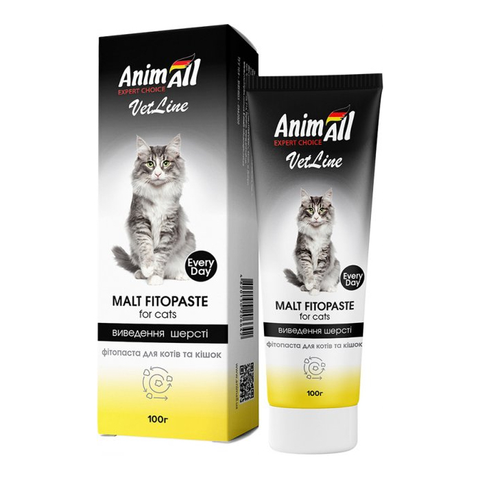 AnimAll VetLine Malt фітопаста для виведення шерсті у котів