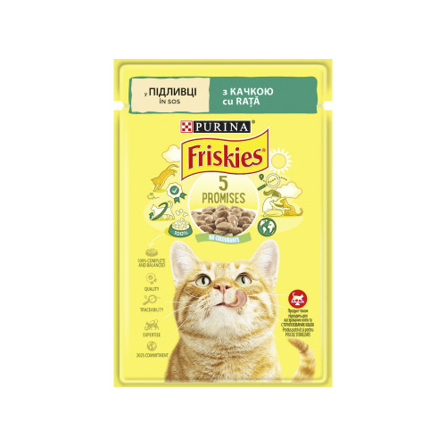 Friskies для котів, шматочкиі з качкою, пауч 85г