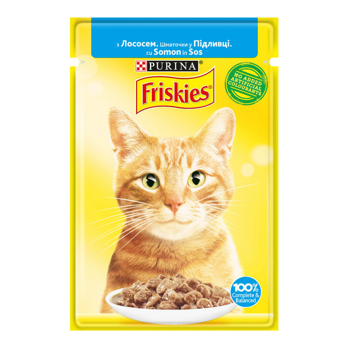 Friskies для котів, шматочкиі з лососем, пауч 85г