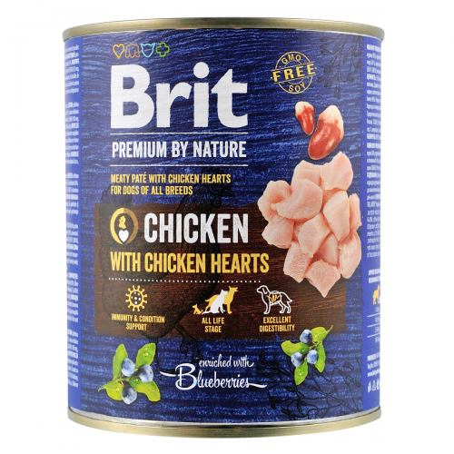 Brit Premium by Nature вологий корм для собак курка з курячим серцем