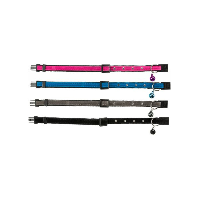 Нашийник Trixie для котів вельвет з заклепками і дзвіночком