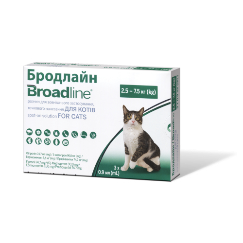 БРОДЛАЙН Спот-он для котів вагою 2,5-7,5кг  1шт