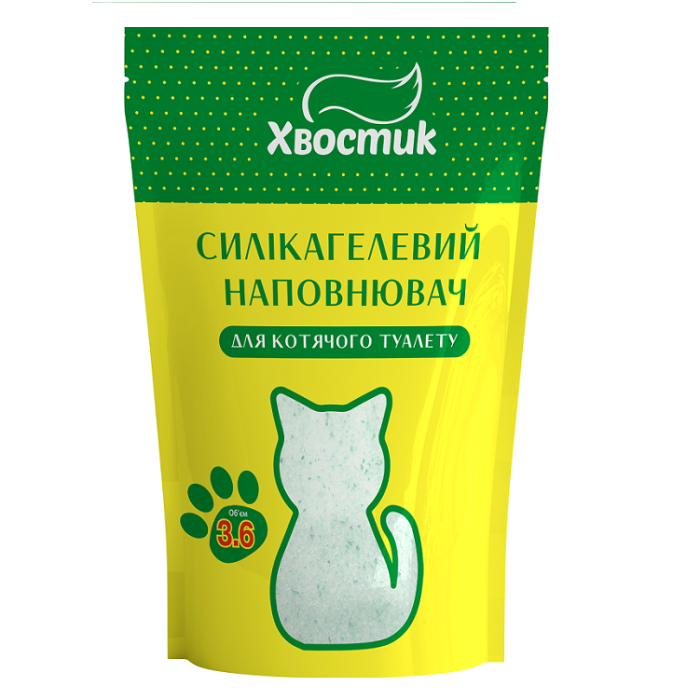 Хвостик Наповнювач силікагелевий ВЕЛИКИЙ з зеленими гранулами