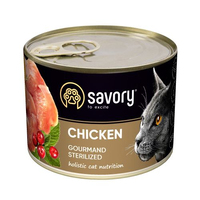 Savory CAT Can Adult Sterilized Chicken вологий корм для стерелізованних котів з куркою 400г