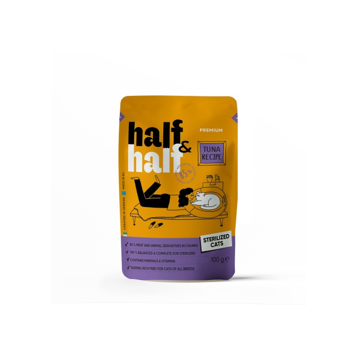 Half&Half CAT Pouch Sterilized Tuna для стерилізованих котів шматочки з тунцем у соусі