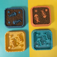 Миска WahoPet для котів для уповільненого годування  з рибками  пластикова помаранчова, 21,5 см