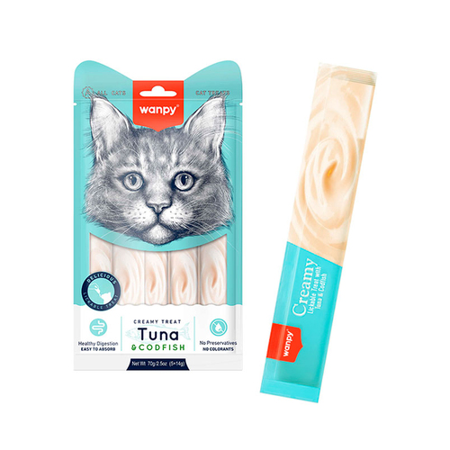 Wanpy Creamy Treat Tuna & Codfish кремові ласощі для котів з тунцем і тріскою 1шт 14г