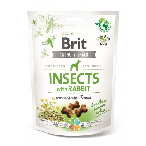 Ласощі для собак Brit Care Dog Crunchy Cracker Insects для імунітету, комахи, кролик і фенхель,