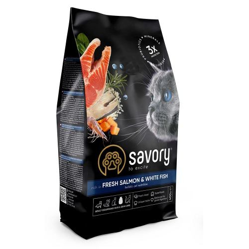 Сухий Корм Savory Adult Cat Gourmand Fresh Salmon and White Fish