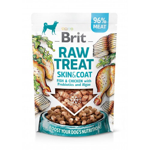 Ласощі для собак Brit Raw Treat freeze-dried Skin and Coat для шкіри та шерсті, риба і курка, 40 г 112132