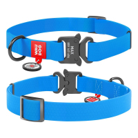 Нашийник для собак WAUDOG Waterproof блакитний з QR паспортом металева пряжка-фастекс XL 38-58см Ш 25мм
