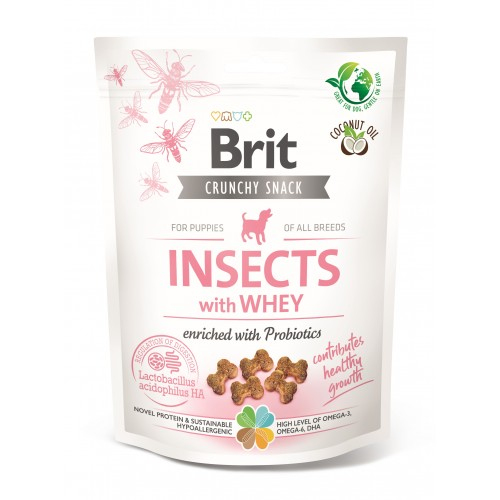 Ласощі для собак Brit Care Dog Crunchy Cracker Insects для травлення, комахи, ягня і малина, 200г
