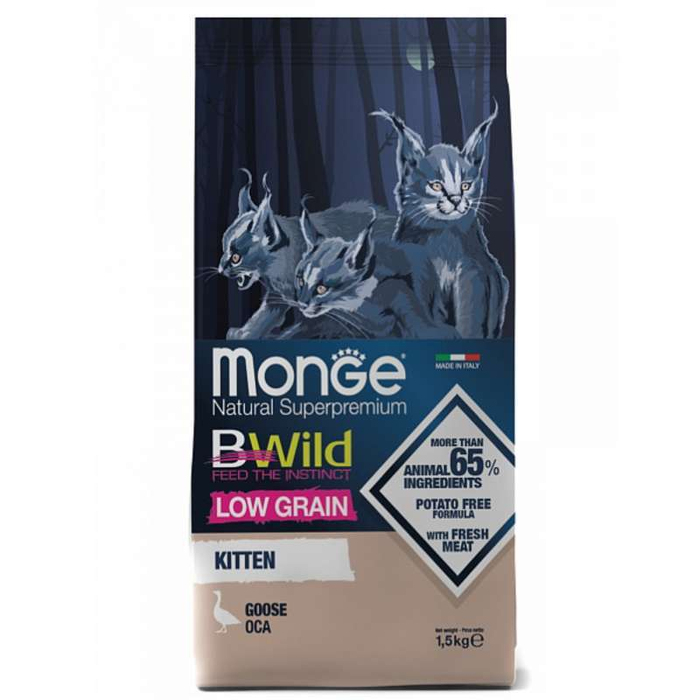 Monge Kitten BWild Low Grain Goose сухий корм для кошенят з м'яса гусака 1,5кг