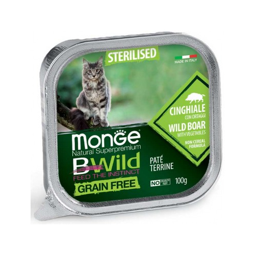 Monge Cat Wet BWild Grain Free Wild Boar Sterilized паштет з м'яса дикого кабана для стерилізованих котів 100гр 70012904