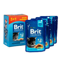 Brit Premium CAT pouch 3+1 Chicken Chunks for Kitten для кошенят з куркою пауч