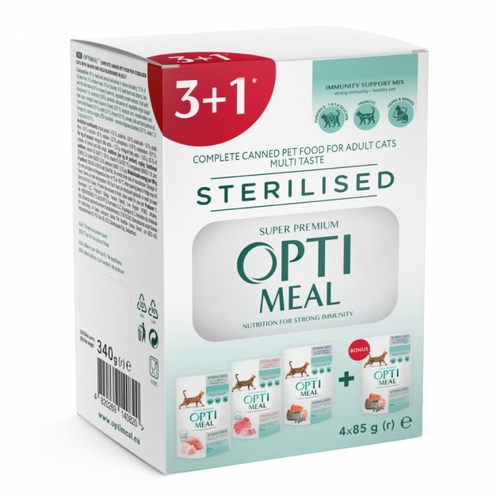 Optimeal CAT Pouch 3+1 Multi Taste Sterilised для стерилізованих котів