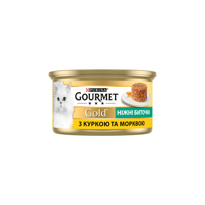 Gourmet Gold Savoury Cake Chicken Carrot консерва для котів ніжні биточки з куркою та морквою
