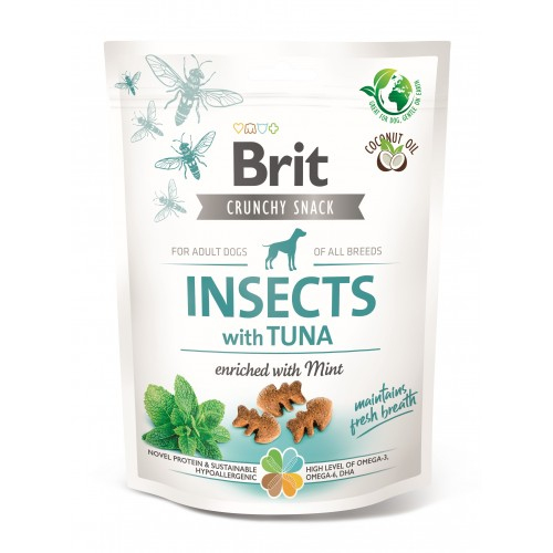Ласощі для собак Brit Care Dog Crunchy Cracker Insects для свіжості подиху комахи, тунець, м'ята, 200г