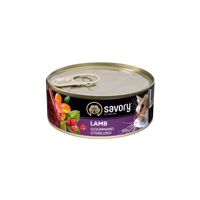 Savory CAT Can Adult Sterilised Lamb вологий корм для стерилізованих котів з ягням