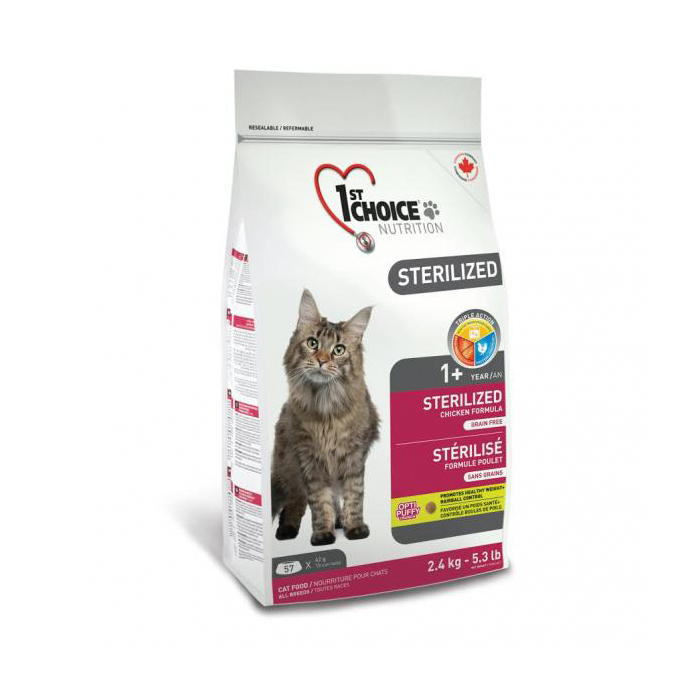 Сухий корм 1stChoice CAT Sterilized Chicken для стерилізованих і кастрованих котів 2,4кг