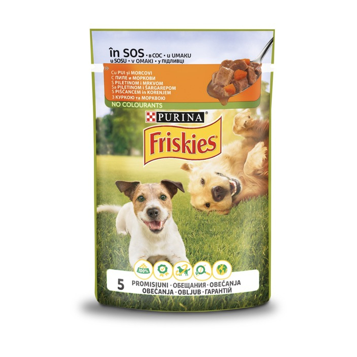 Friskies Adult для дорослих собак, шматочки з куркою та морквою, пауч 20х100г 2309101100