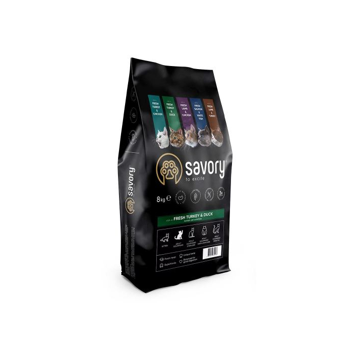 Savory CAT Gourmand Fresh Turkey and Duck для котів  зі свіжою індичкою та качкою 2кг