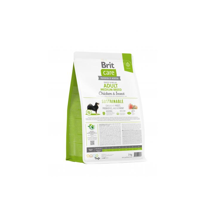 Brit Care DOG Sustainable Adult Medium Breed для собак середніх порід, з куркою та комахами, 3 кг 172176