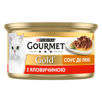 Gourmet Gold Соус Де-Люкс консерва для котів шматочки у соусі з яловичиною