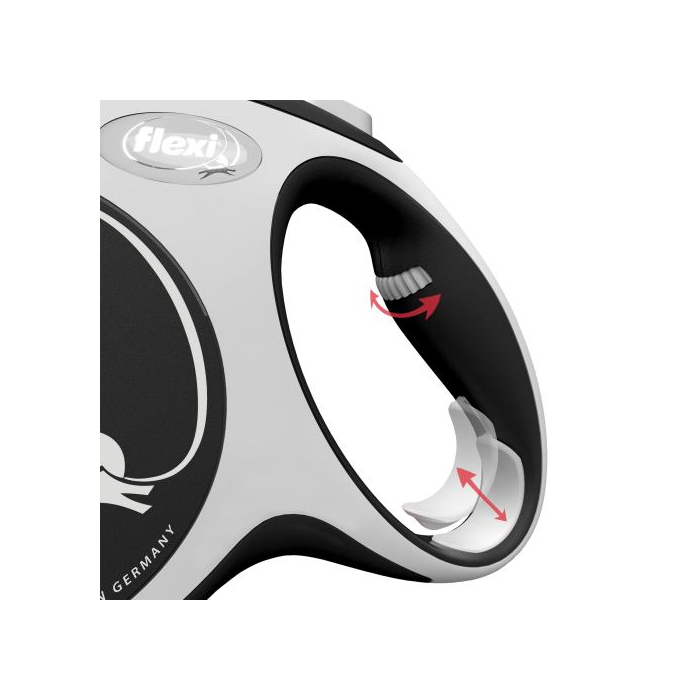 Рулетка Flexi New Comfort чорна для собак стрічка розмір M 5м