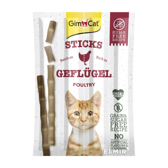 Ласощі GimCat для котів палички Гімкет Стікс з мясом птиці 4 по 5г (ціна за 1 паличку)