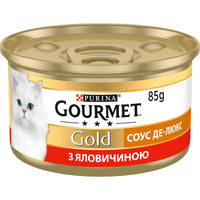 Gourmet Gold Соус Де-Люкс консерва для котів шматочки у соусі з яловичиною