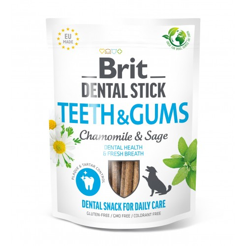 Ласощі для собак Brit Dental Stick Teeth and Gums здорові ясна та зуби ромашка і шавлія 7шт