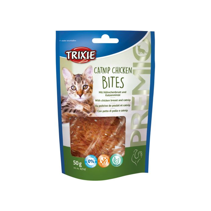 Ласощі Trixie Premio Catnip Chicken Bites для котів, з курячим філе та котячою м'ятою, 50 г 42742