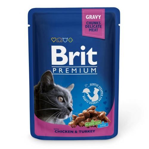 Вологий Корм Brit Premium Cat pouch 100 g курка та індичка