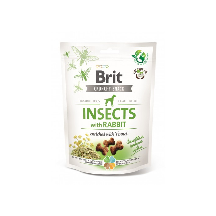 Ласощі для собак Brit Care Dog Crunchy Cracker Insects для імунітету, комахи, кролик і фенхель,