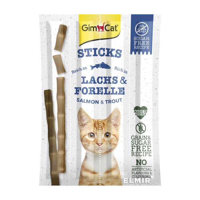 Ласощі GimCat для котів палички ГімКет Стікс з лососем та форелью 4 по 5г (ціна за 1 паличку)