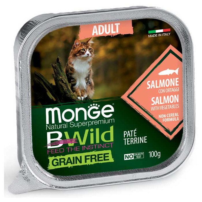 Monge CAT Wet BWild Grain Free Salmon паштетдля котів з лососем
