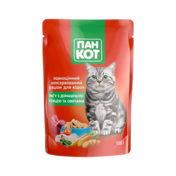 ПанКот пауч рагу з домашньою птицею та овочами