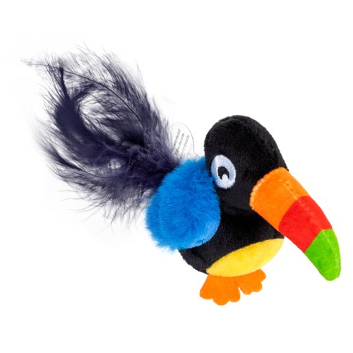 Іграшка для котів Тукан зі звуковим чіпом GiGwi Melody chaser, текстиль, перо, 10 см 75024 GIGwi