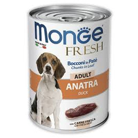 Monge Dog Fresh Duck- повнораціонний корм для дорослих собак всіх порід з шматочками свіжого м'яса качки 0,4кг