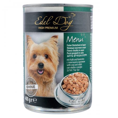 Edel Dog Can консерва для собак з телятиною та кроликом в соусі