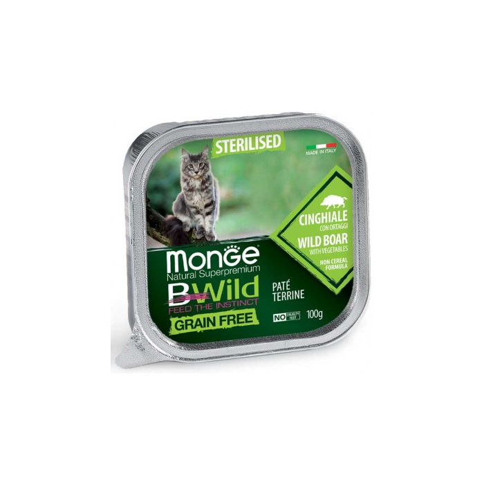 Monge Cat Wet BWild Grain Free Wild Boar Sterilized паштет з м'яса дикого кабана для стерилізованих котів 100гр 70012904