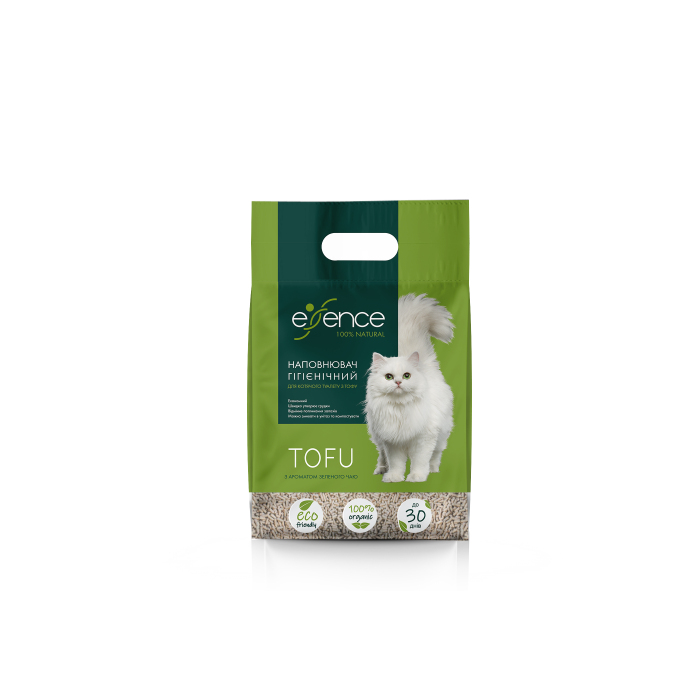 Essence наповнювач гігієнічний для котячого туалету з тофу, гранула 1,5 мм, з ароматом зеленого чаю,