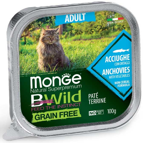 Monge CAT Wet BWild Grain Free Anchovies паштет для котів з анчоусами